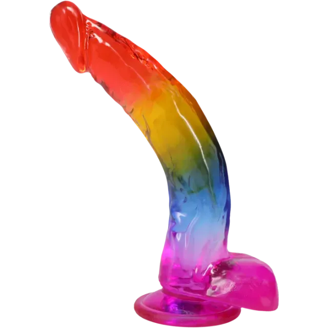 Crystal Jellies Realistic Cock dildo Rainbow 24cm zuignap