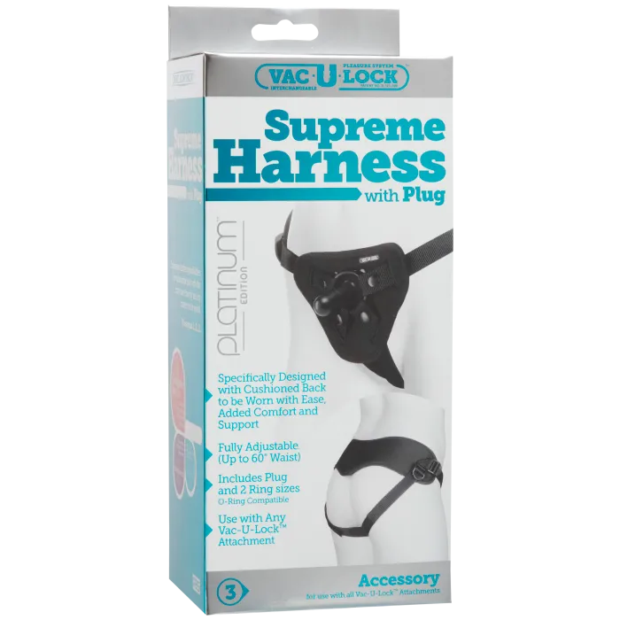 The Classics Vac-U-Lock Supreme Harnas met plug zwart