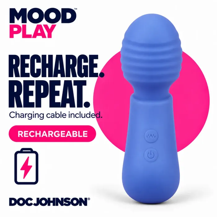 Doc Johnson Mood Play Mini Power Wand vibrator blauw compact