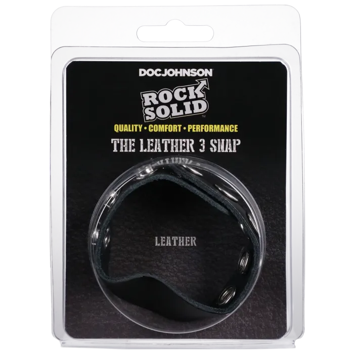 The Classics Rock Solid Leather 5 Snap cockring zwart