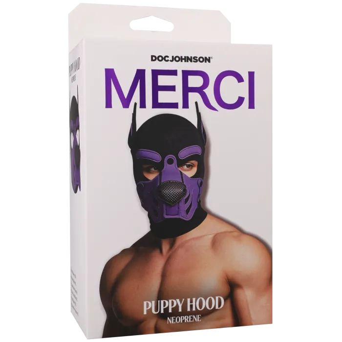 Merci Puppy Hood Neoprene puppy masker zwart-violet ademend