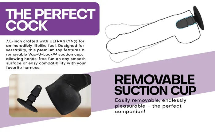 The Classics Merci Perfect Cock dildo 7.5 inch zwart