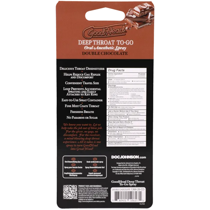 The Classics GoodHead Deep Throat Spray To-Go keelspray chocolade 9 ml