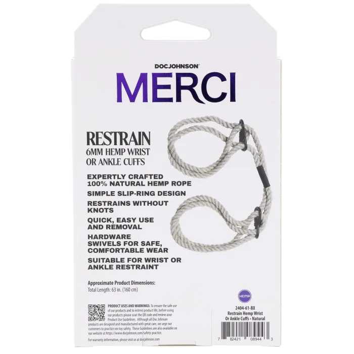 Merci Restrain 6 mm hennep polsboeien natural zacht