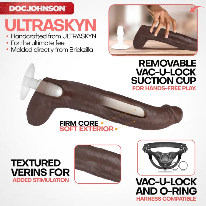 The Classics Brickzilla 13 inch ULTRASKYN dildo met zuignap