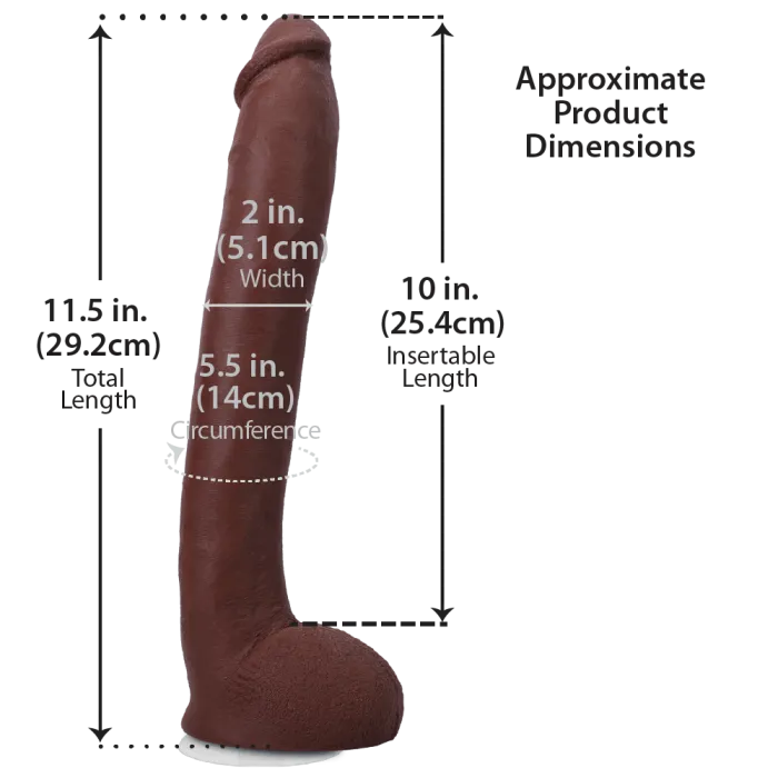 Signature Cocks Hollywood Cash dildo 11 inch chocolade met zuignap
