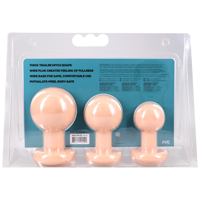 The Classics Classic Round Butt Plug anaalset 3 stuks Cream