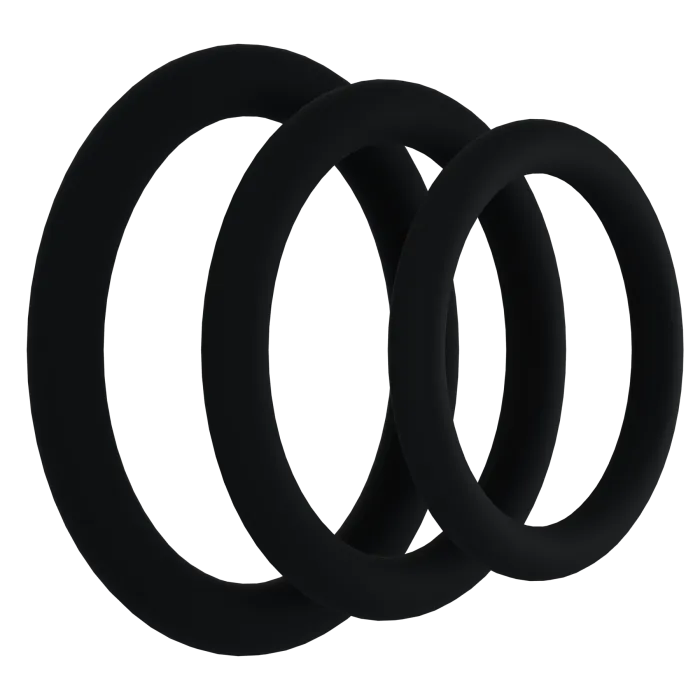 The Classics Rock Solid Tri-Pack siliconen cockring zwart 3 stuks