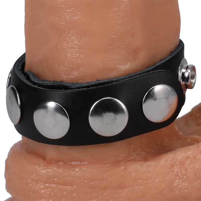 The Classics Rock Solid Leather 5 Snap cockring zwart