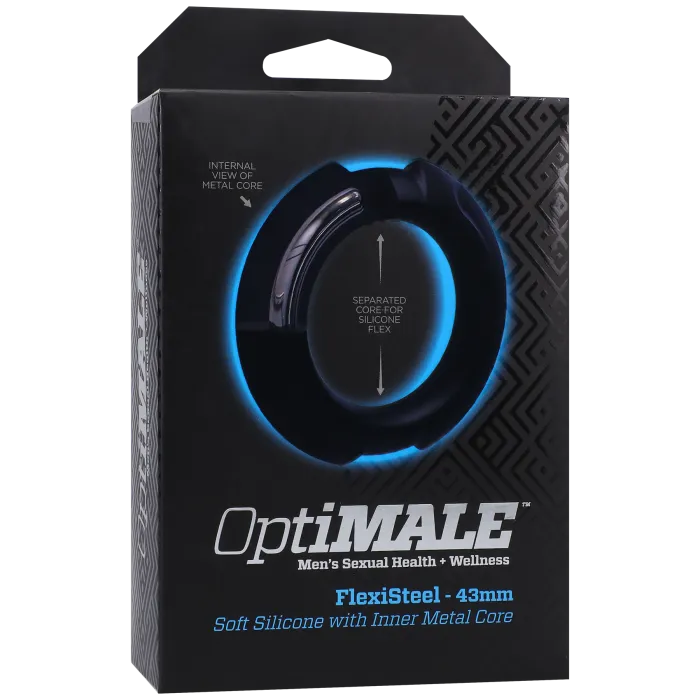 The Classics OptiMALE FlexiSteel cockring 43mm zwart silicone