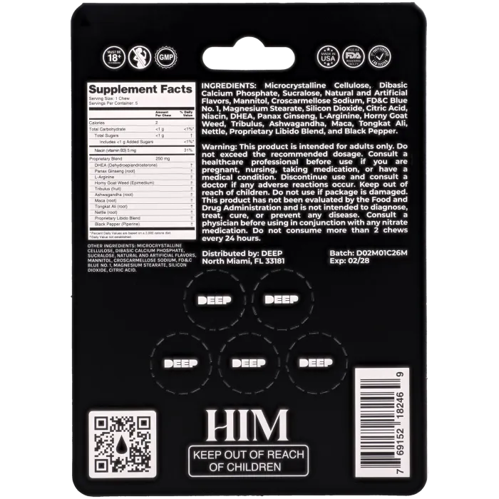 DEEP Him Chews Blue Razz 5 kauwtabletten libido
