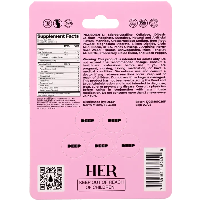 The Classics DEEP Her kauwtabletten 5 stuks aardbei libido