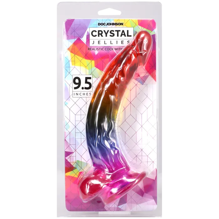 Crystal Jellies Realistic Cock dildo Rainbow 24cm zuignap