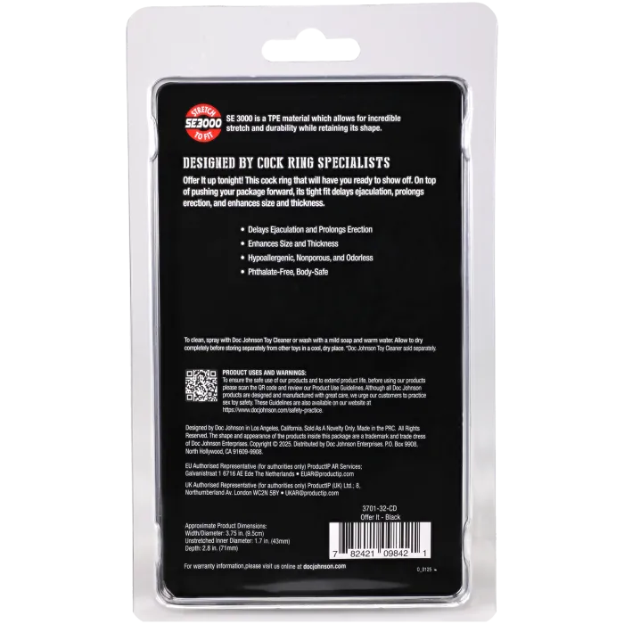 Rock Solid Offer It cockring zwart stretch-to-fit