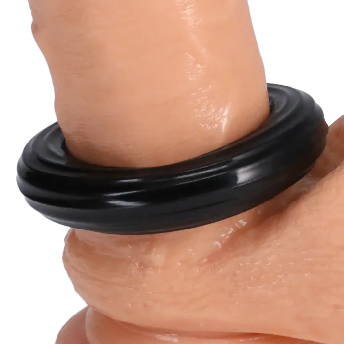 Rock Solid Ribbed Donut cockring zwart siliconen