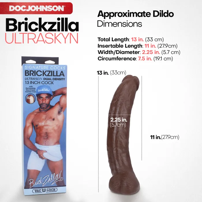 The Classics Brickzilla 13 inch ULTRASKYN dildo met zuignap
