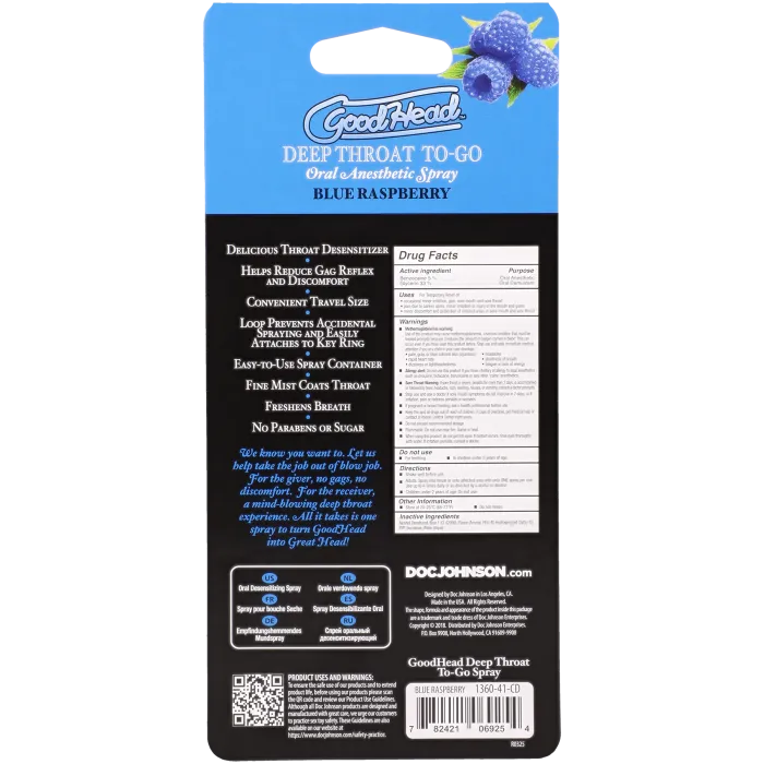 The Classics GoodHead Deep Throat spray blue raspberry 9 ml