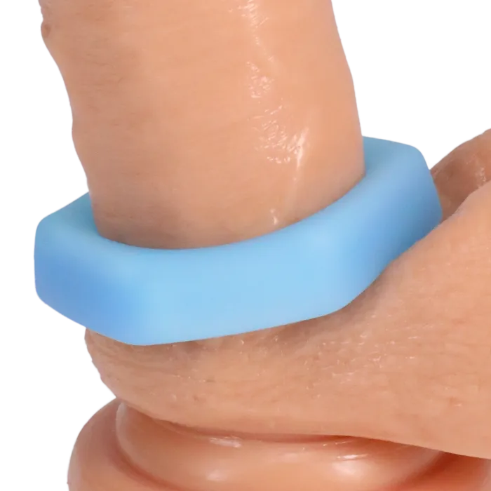 The Classics ROCK SOLID Cog cockring glow blauw silicone