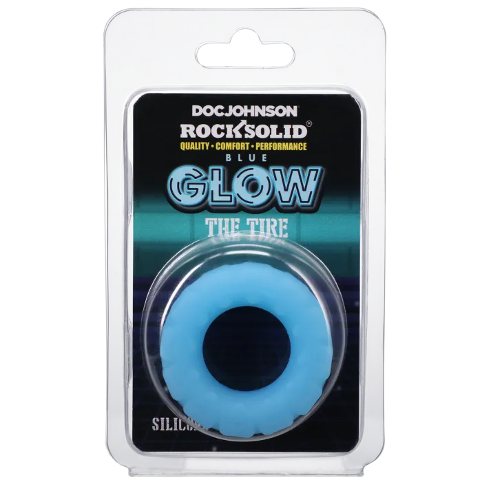 The Classics Rock Solid The Tire cockring blauw glow silicone