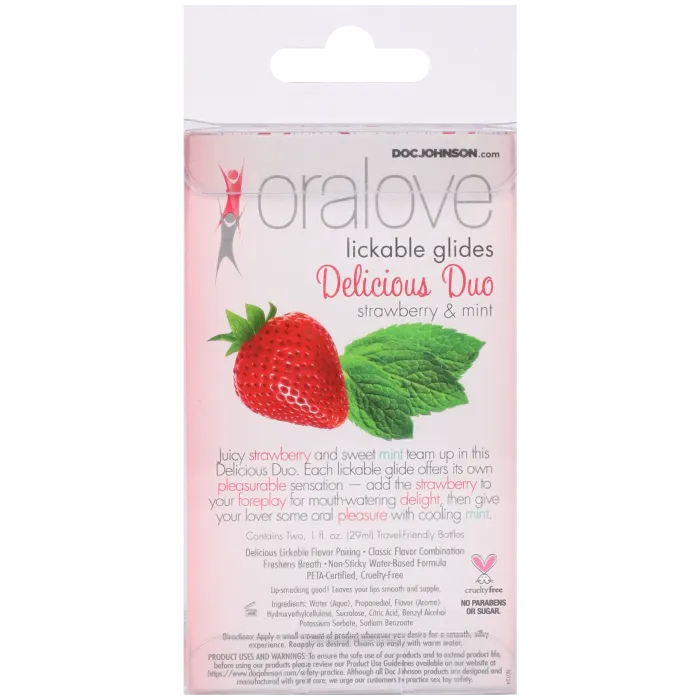 The Classics Oralove Delicious Duo glijmiddel aardbei mint 2-pack