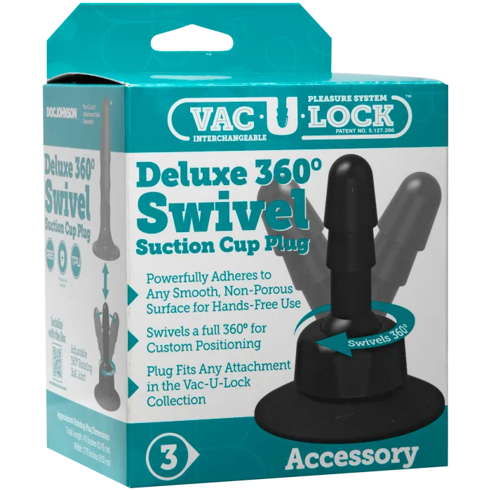 The Classics Vac-U-Lock 360 zuignap zwart swivel plug