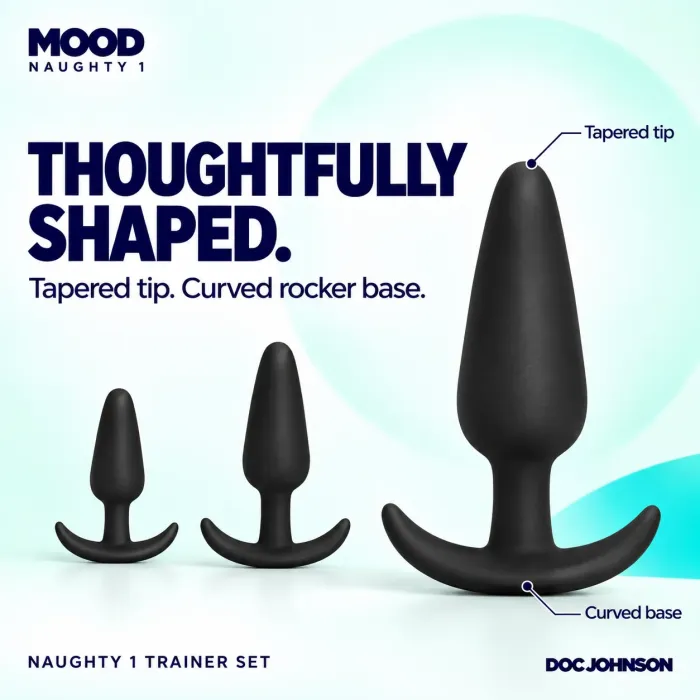 The Classics Mood Naughty 1 buttplug set 3-delig zwart silicone