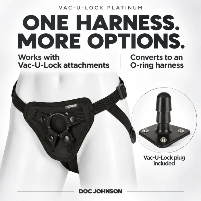 The Classics Vac-U-Lock Platinum Luxe harnas met plug