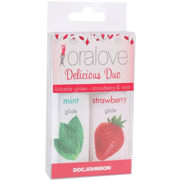 The Classics Oralove Delicious Duo glijmiddel aardbei mint 2-pack