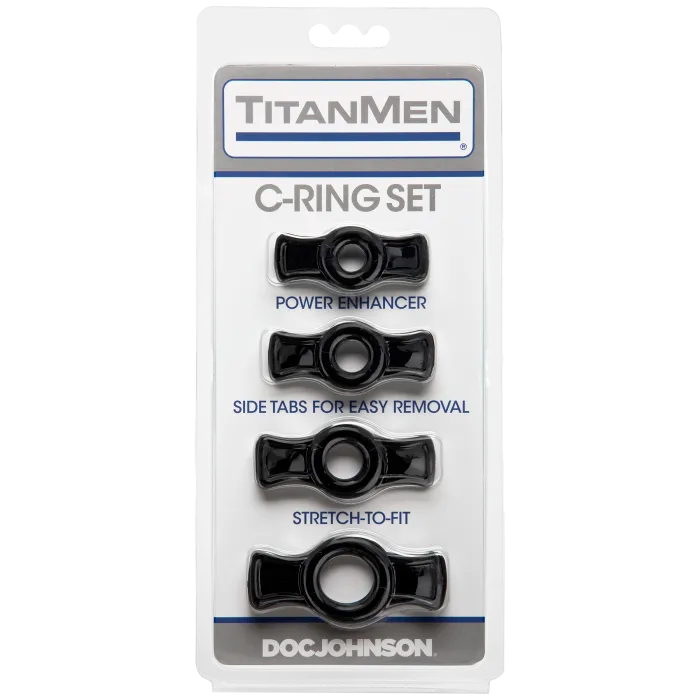 The Classics TitanMen cockring set zwart 4 stuks TPR