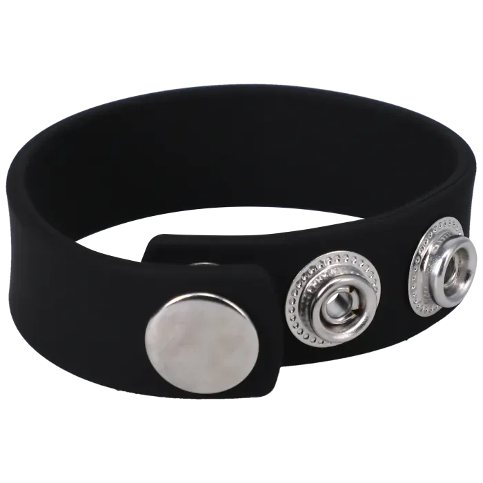 The Classics Rock Solid Silicone 3 Snap cockring zwart verstelbaar