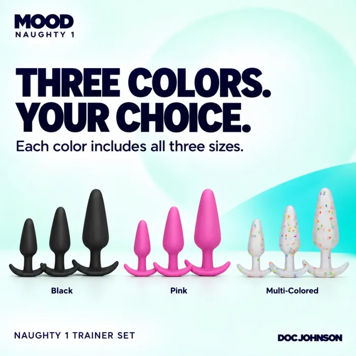 The Classics Mood Naughty 1 buttplug set 3-delig zwart silicone