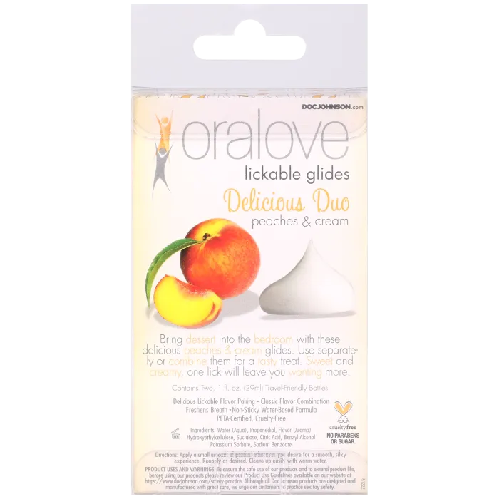 The Classics Oralove Delicious Duo glijmiddel perzik room 2-pack