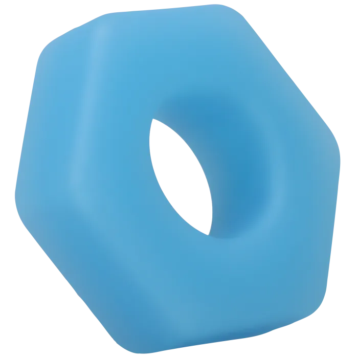 The Classics ROCK SOLID Cog cockring glow blauw silicone