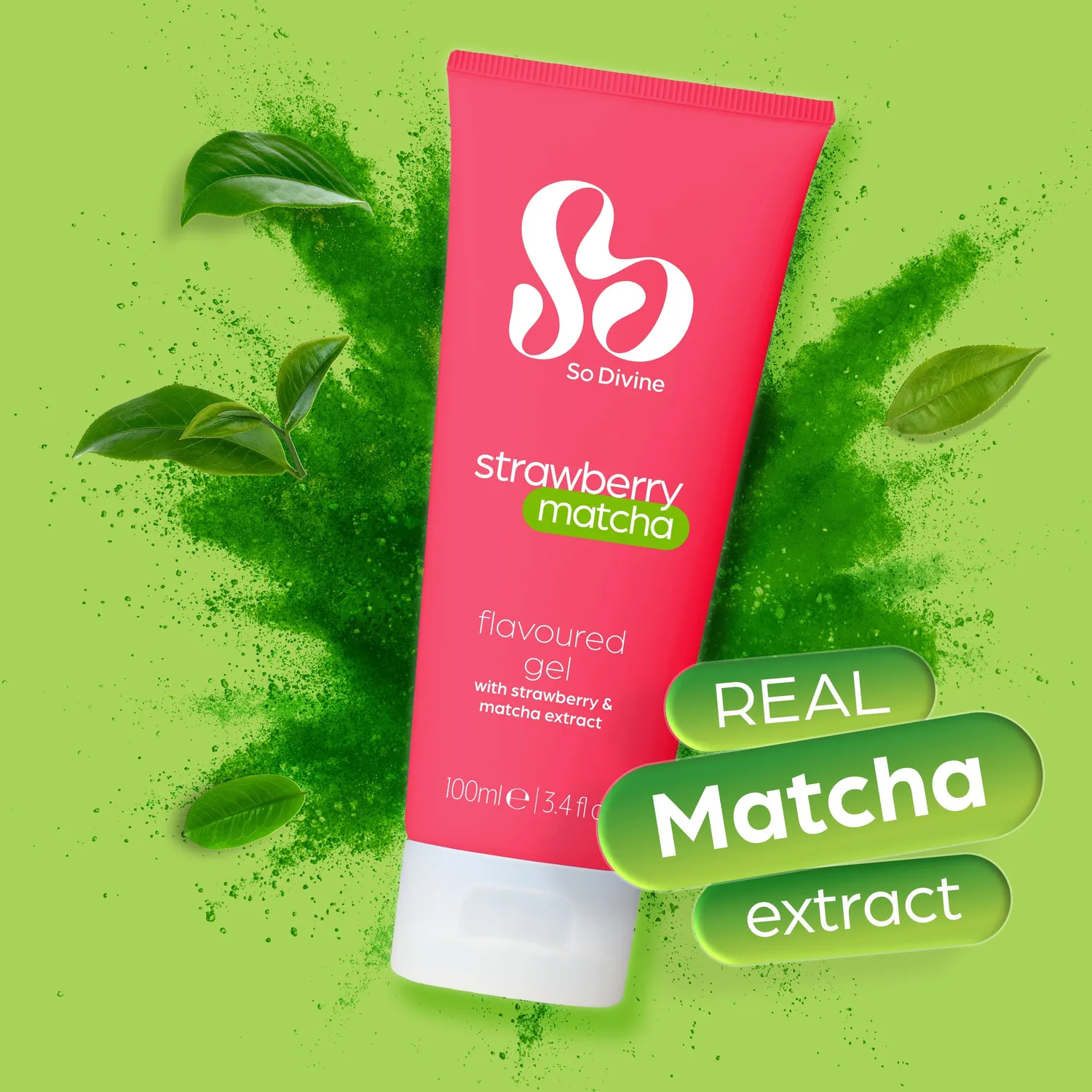 So Divine glijmiddel aardbei matcha 100ml waterbasis