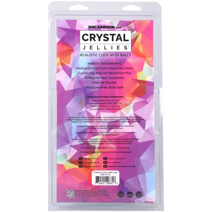 Crystal Jellies Realistic Cock dildo 8 inch paars met ballen