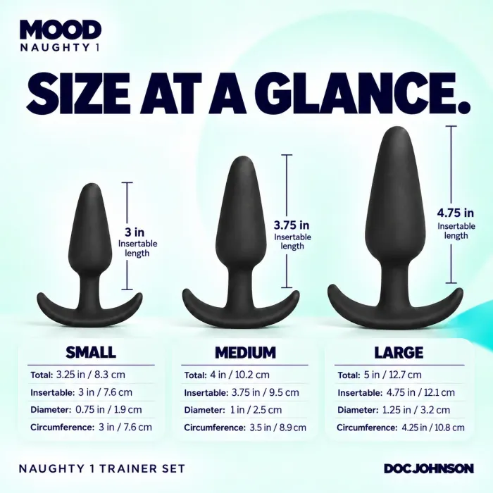 The Classics Mood Naughty 1 buttplug set 3-delig zwart silicone