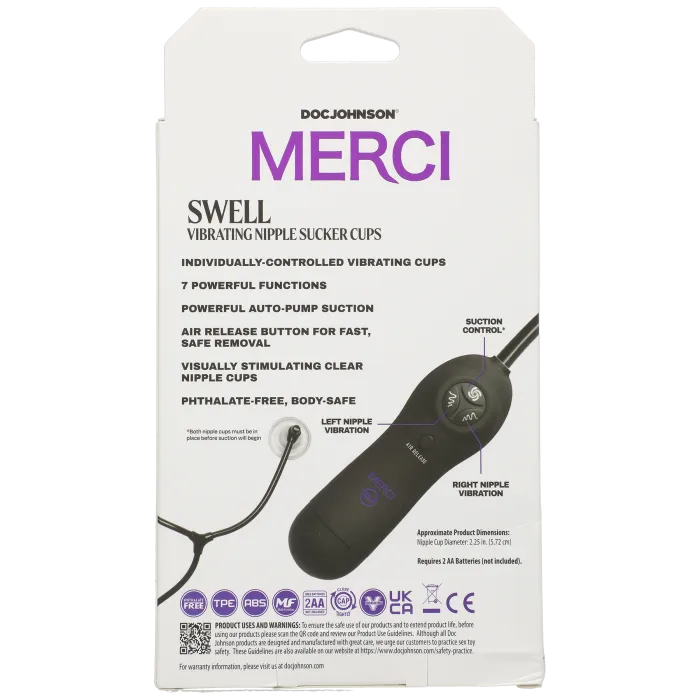 Merci Swell vibrerende tepelzuigers cups zwart