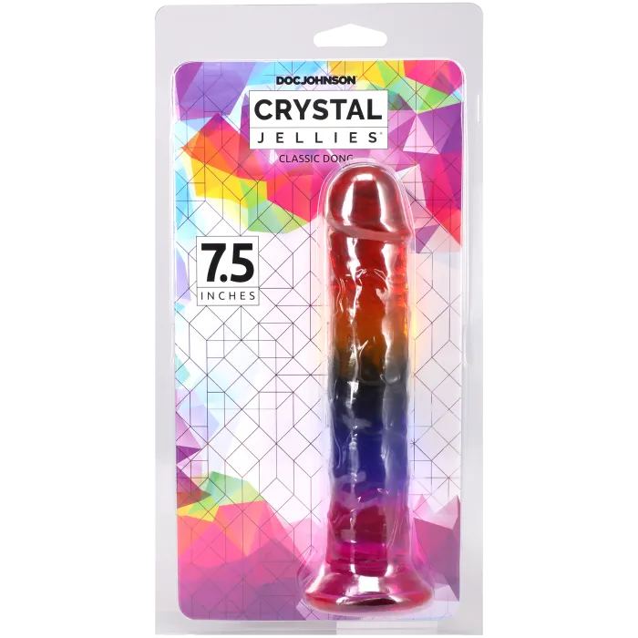 The Classics Crystal Jellies Dong dildo 7.5 inch rainbow