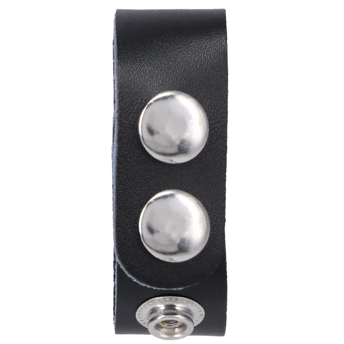 The Classics Rock Solid Leather 3 Snap leren cockring zwart