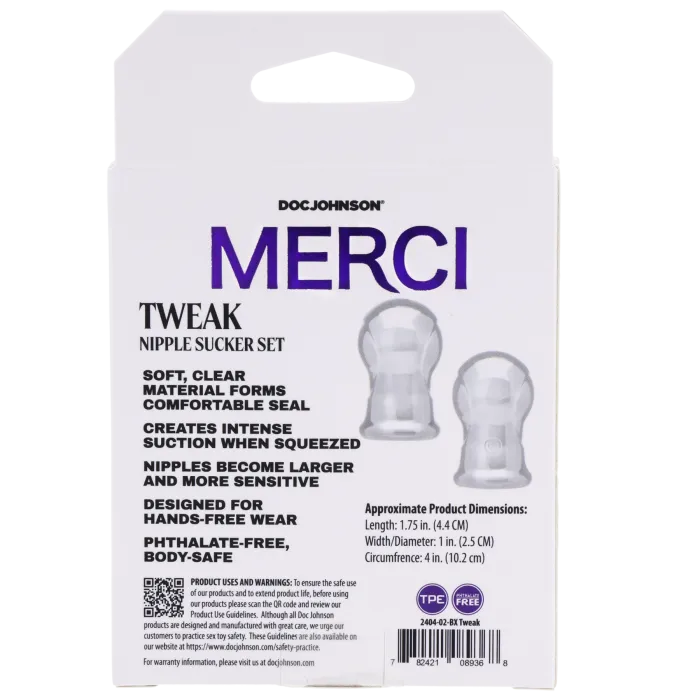 Merci Tweak tepelzuigers set 2 stuks transparant TPE
