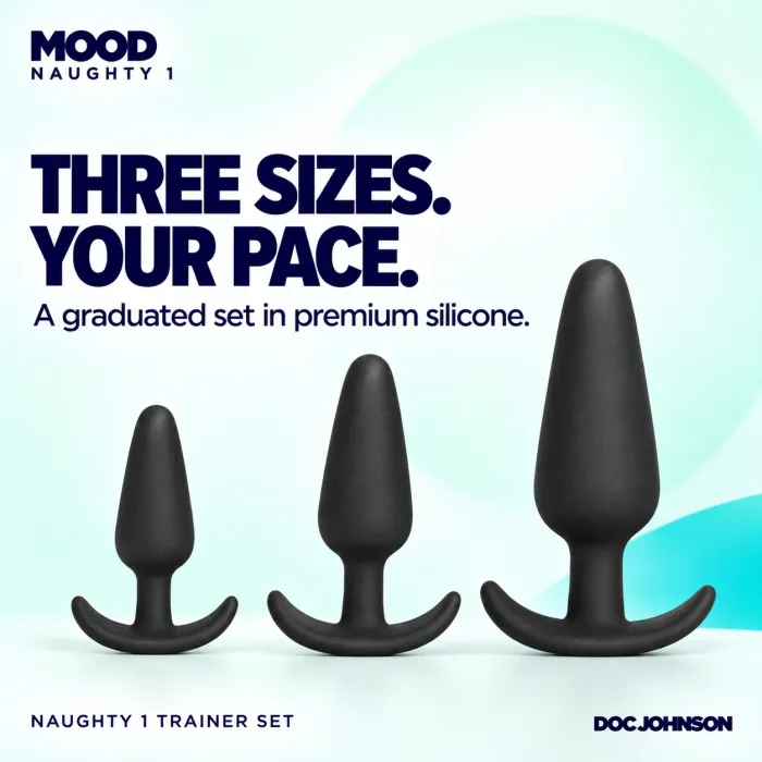The Classics Mood Naughty 1 buttplug set 3-delig zwart silicone