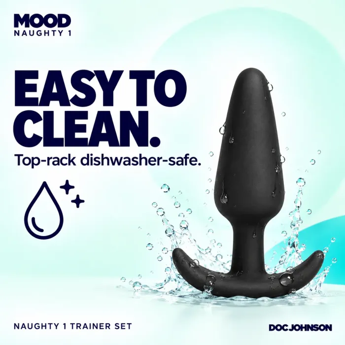 The Classics Mood Naughty 1 buttplug set 3-delig zwart silicone