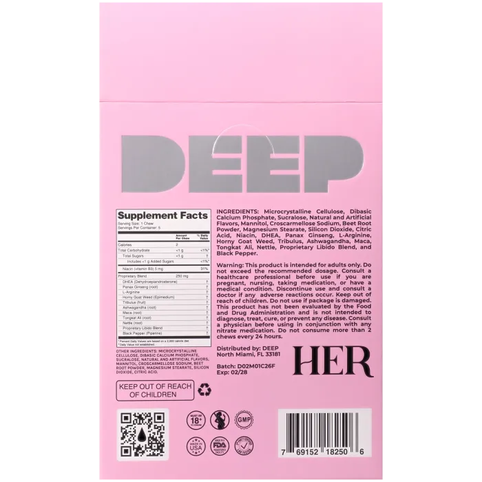 The Classics DEEP Her kauwtabletten 5 stuks aardbei libido