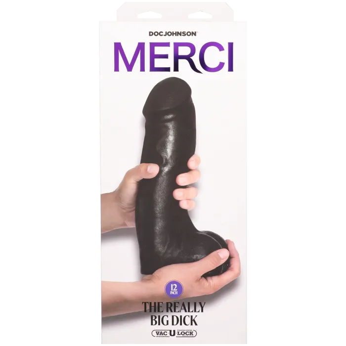 Merci Really Big Dick 12 inch dildo zwart XL zuignap