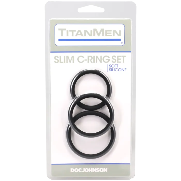 TitanMen Slim C-Ring cockring siliconen 3 stuks zwart