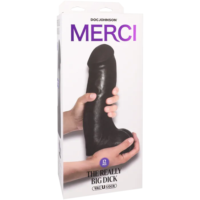 Merci Really Big Dick 12 inch dildo zwart XL zuignap