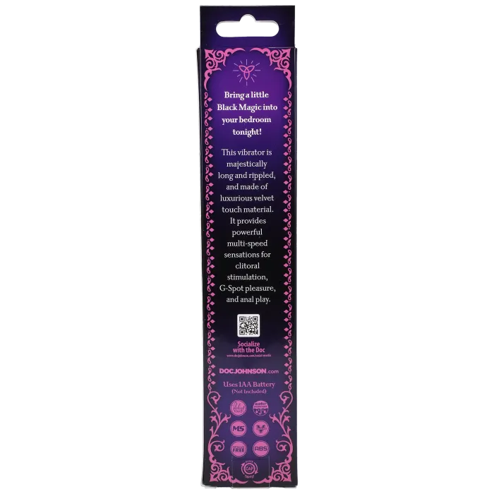 Black Magic 7 Inch Ribbed vibrator zwart