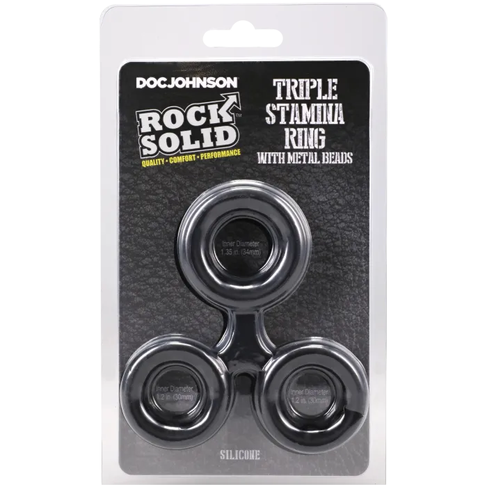 Rock Solid Triple Stamina siliconen cockring zwart