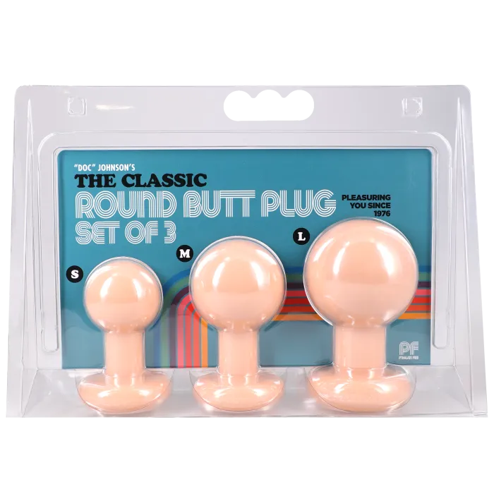 The Classics Classic Round Butt Plug anaalset 3 stuks Cream