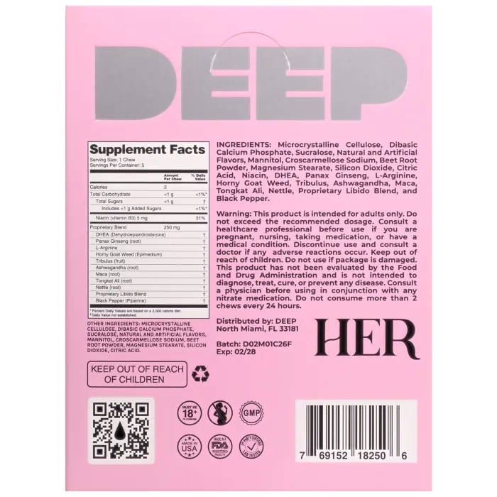 The Classics DEEP Her kauwtabletten 5 stuks aardbei libido